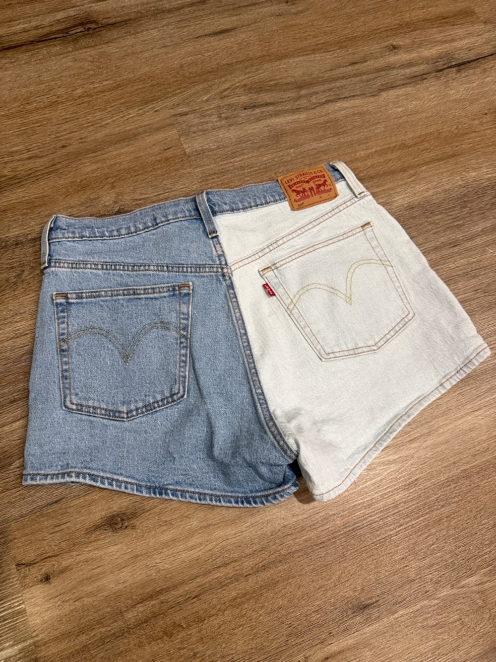 Levi's Two-Tone Blue and White Denim Jean Shorts